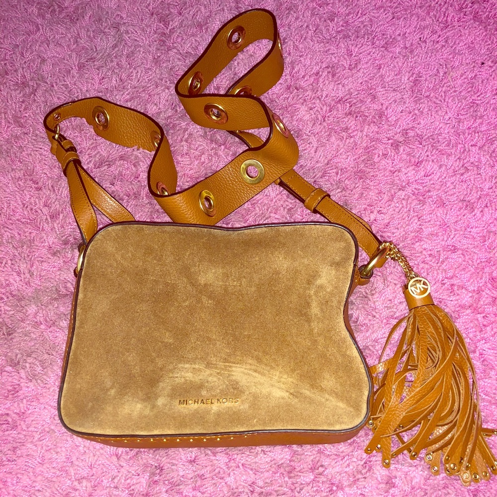 Michael Kors Brooklyn Suede medium saddle bag.